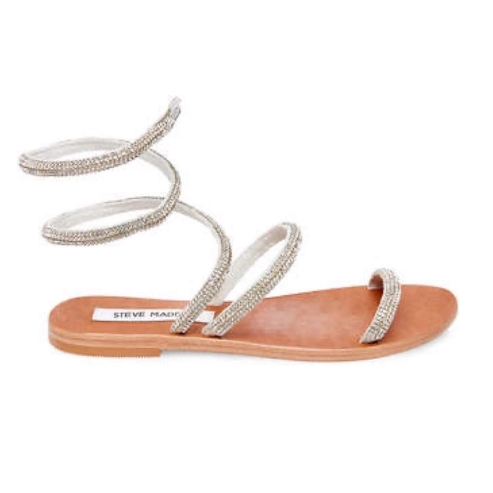 Steve Madden Garnish Rhinestone Wrap Up Sandals